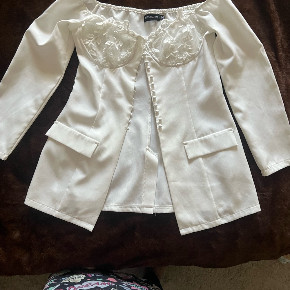 Fashion Nova White Off-Shoulder Blazer